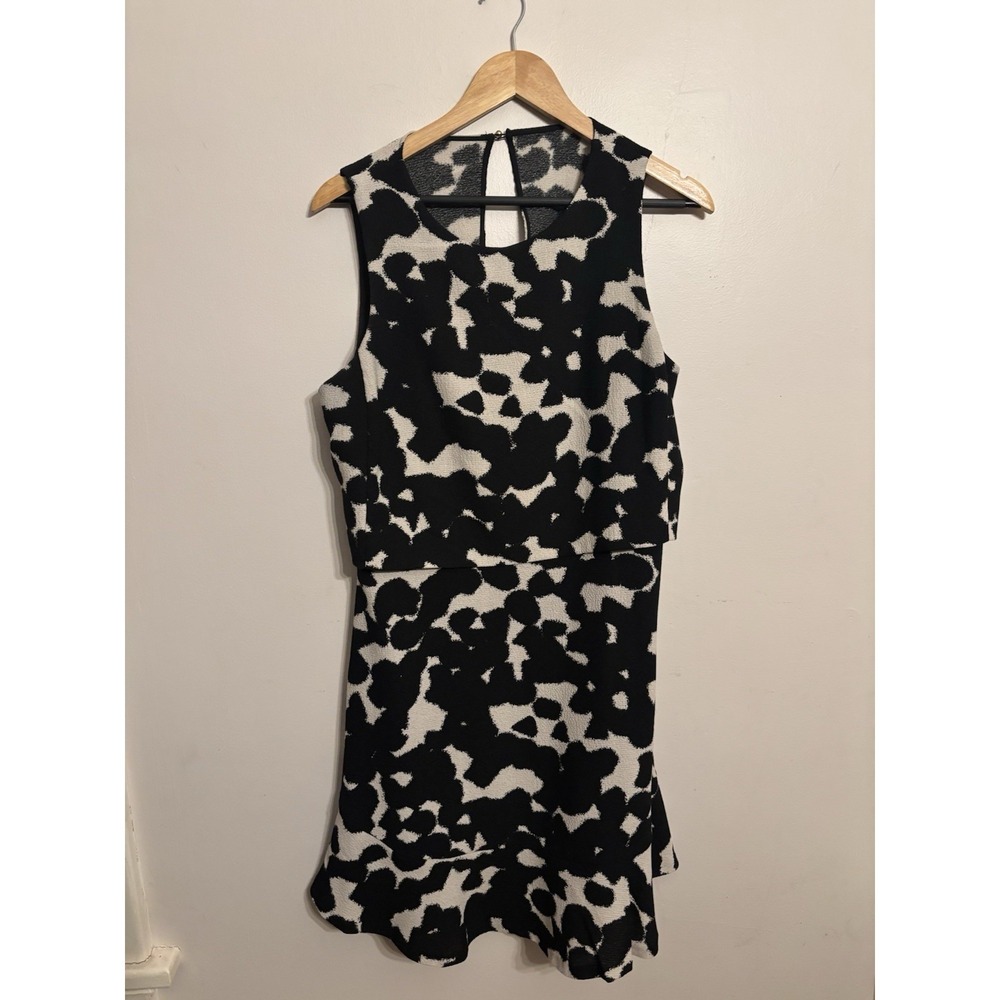 Banana Republic Black and Tan Print Layered‎ Sleeveless Dress Size 12 $150